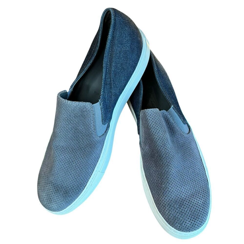 To Boot New York Racer Blue Suede & Denim Slip On Made in Italy Size 11 1/2
